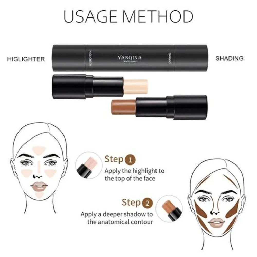 4 Colors Cream Contour Sticks Makeup Kit for Light Medium Skin 1#,3#